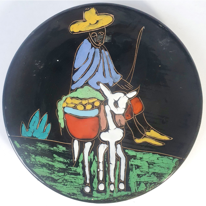 Wandbord met afbeelding man op ezel